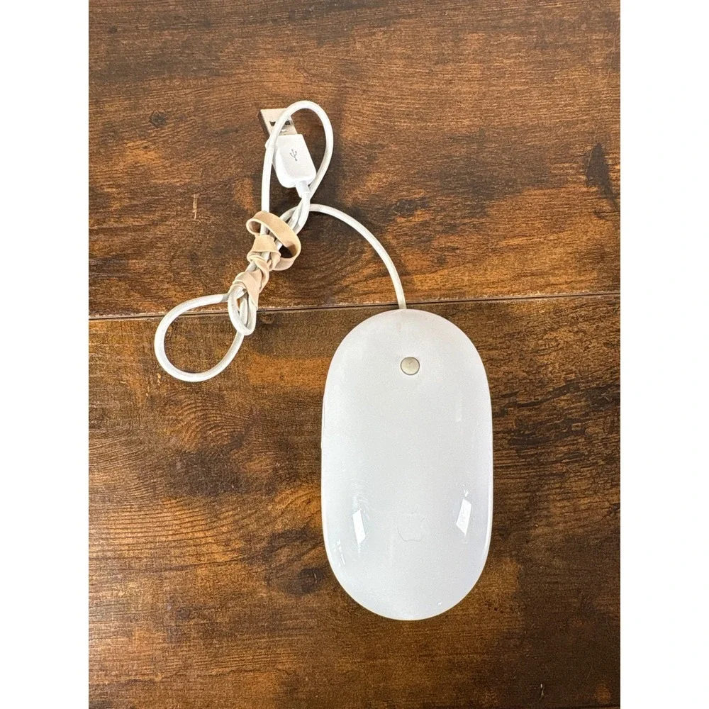 Apple Mighty Mouse A1152 Wired USB Optical Mouse White EMC 2058 Scroll Ball